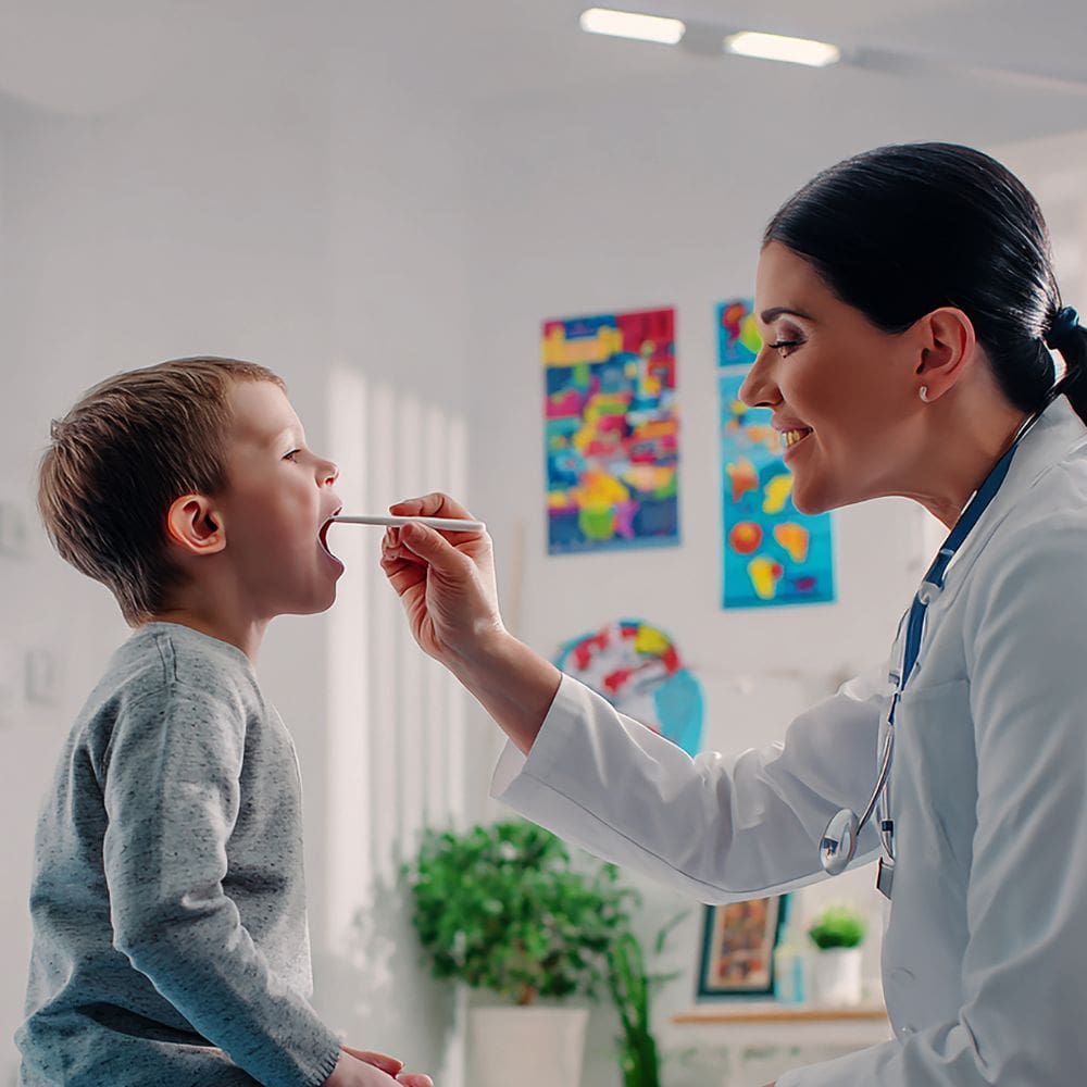 Odontóloga atendiendo a un paciente con servicio excelente en una clínica dental de alta calidad en Madrid.